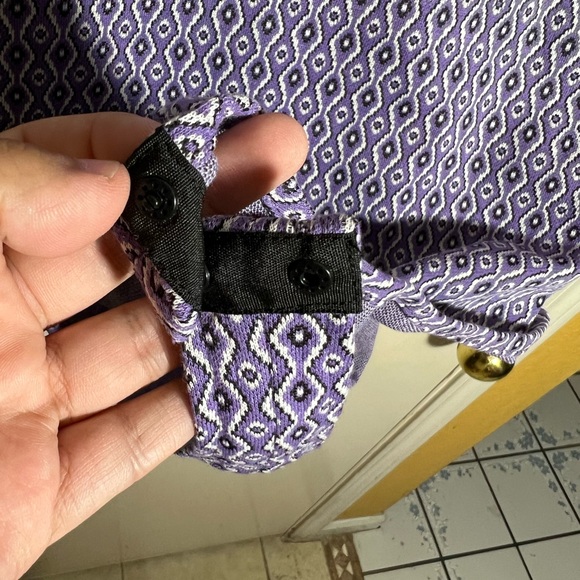 Women’s Zara Bodysuit Large Lavender Printed Collared Short Sleeve Back Cutout - Picture 11 of 12